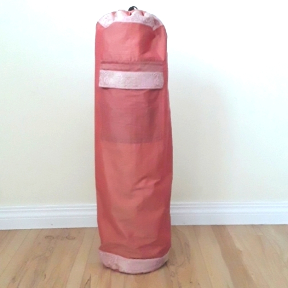 PINK SILK YOGA MAT BAG WITH POCKET